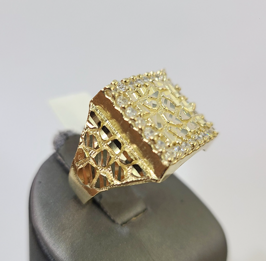 Real 10k Nugget Ring Yellow Gold Women Men Genuine 10Kt