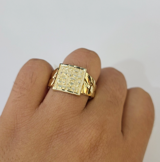 10k Nugget Ring Yellow Gold Women Men Real Genuine 10Kt