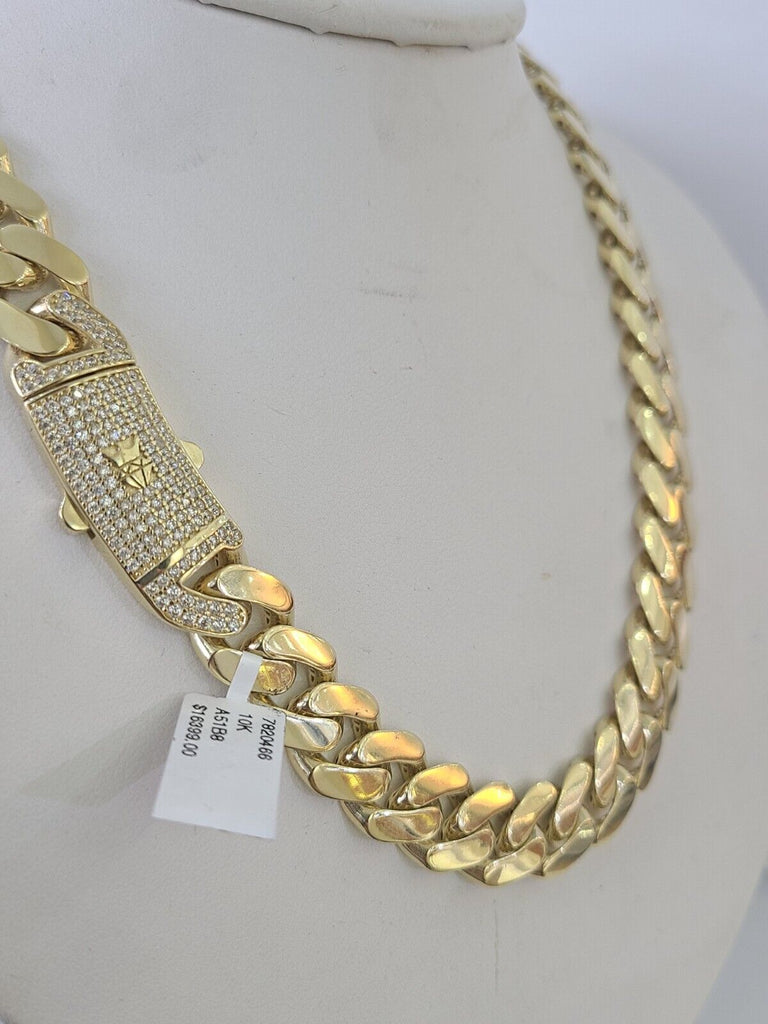 Real 10K Royal Monaco Chain Box Clasp 13mm Gold Necklace 10Kt 26
