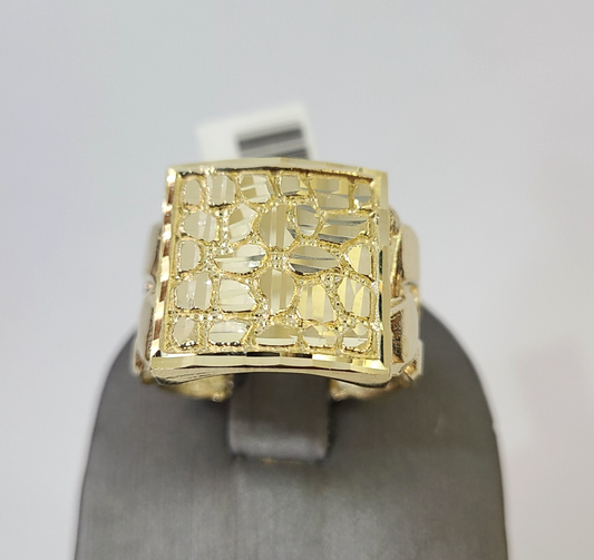10k Nugget Ring Yellow Gold Women Men Real Genuine 10Kt