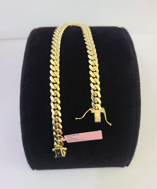 14K Solid Miami Cuban Bracelet Yellow Gold Box Clasp 7.5" Inch 6mm Link