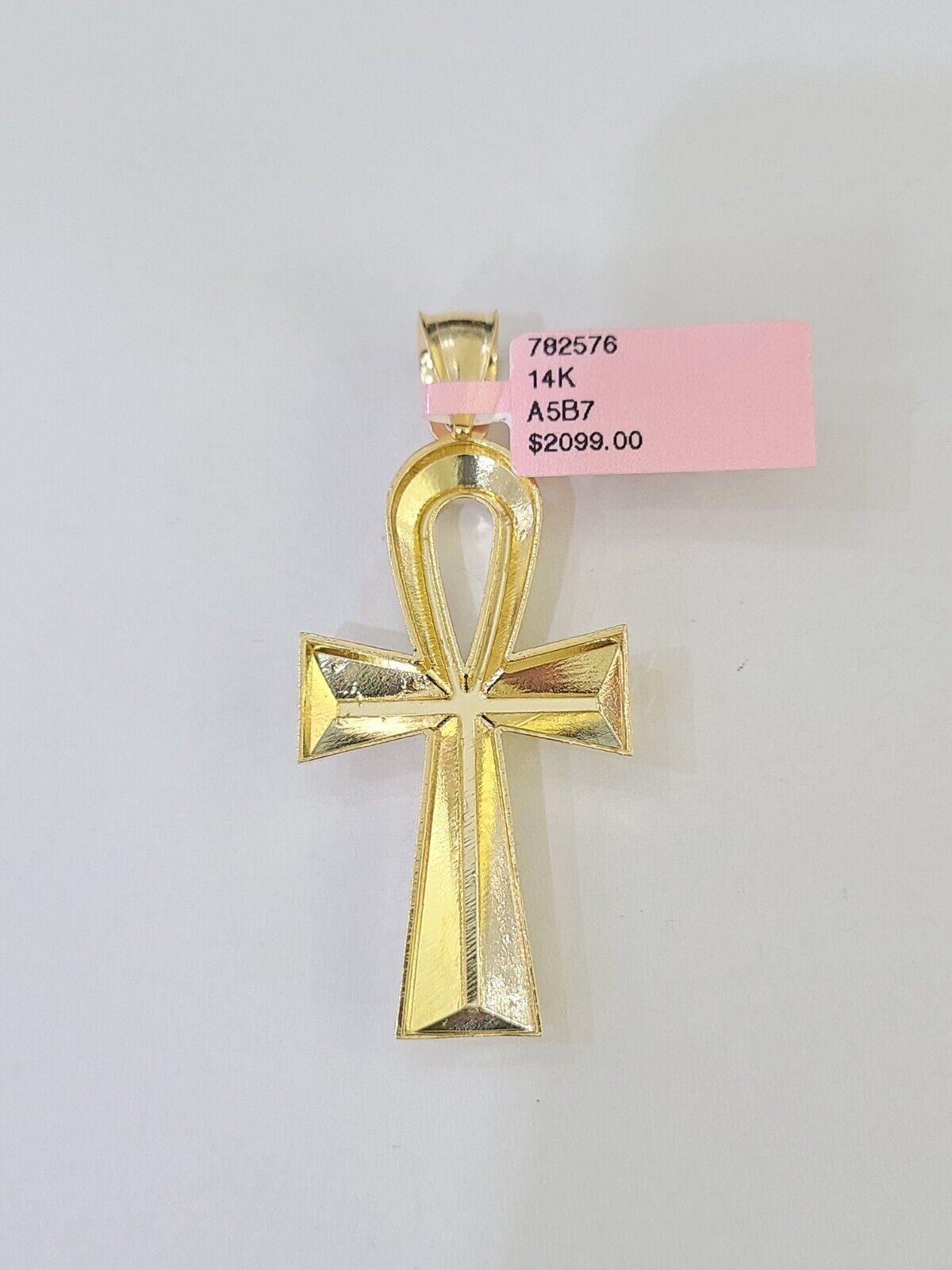 Real 14k Yellow Gold Rope Chain Ankh Cross Charm Set Link 5mm 18-26 Inch Necklace