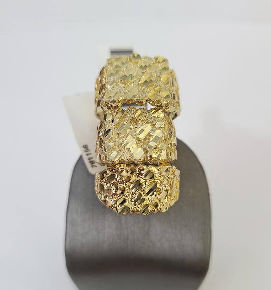 10k Nugget Ring Yellow Gold Women Men Real Genuine