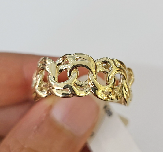 Real 10k Cuban Curb Ring Yellow Gold Women Men Genuine 10Kt
