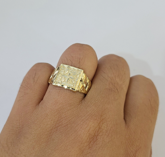 10k Nugget Ring Yellow Gold Women Men Real Genuine 10Kt