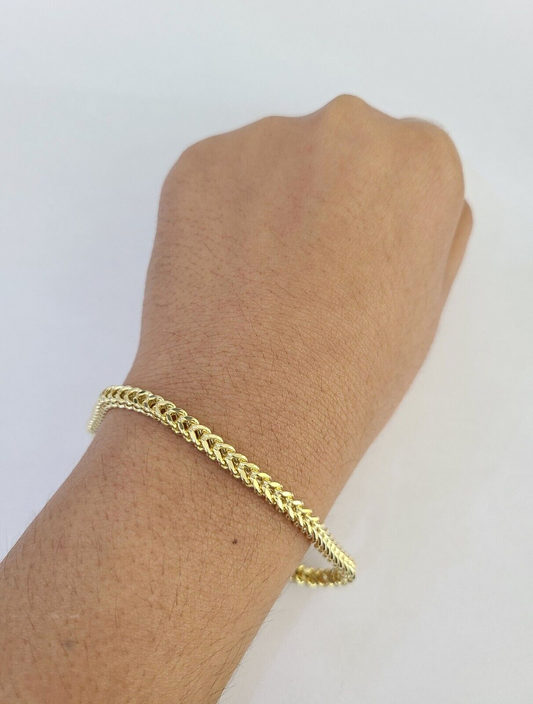 10k Yellow Gold Franco Bracelet 3mm 8" Inch Men Women Link Real