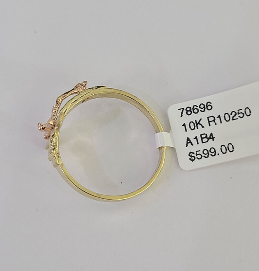 Real 10k Jesus Cross Ring Band Wedding Engagement Casual Women Yellow Gold