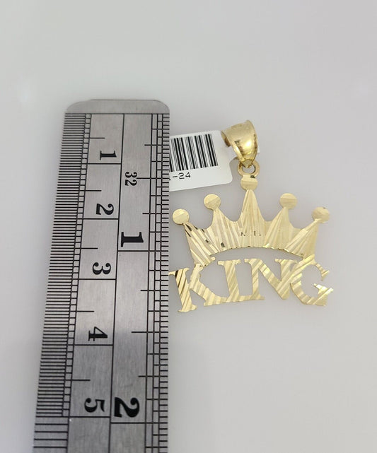 10K Solid Gold Miami Cuban Chain 2.5mm King Crown Charm SET 18"-24" Pendant