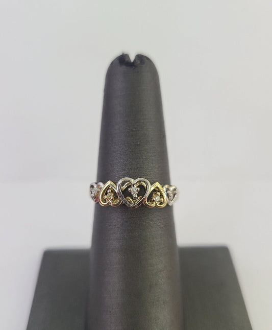 Real 10k Yellow Gold Heart Ring 10Kt Genuine Band For Ladies / Women