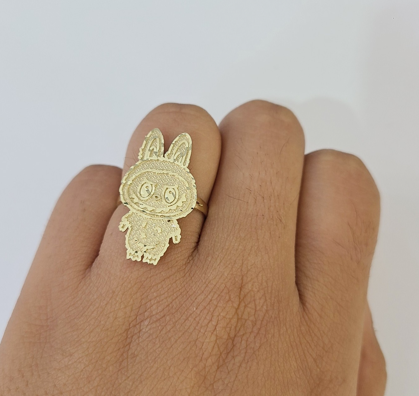 10k Cartoon Monster Ring Charm Pendant Yellow Gold Women Men Real Genuine