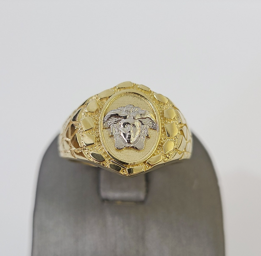 10k Medusa Head Ring Yellow Gold Men Real Genuine