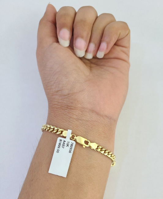 10k Yellow Gold Miami Cuban Bracelet 8inch 4mm lobster lock men women