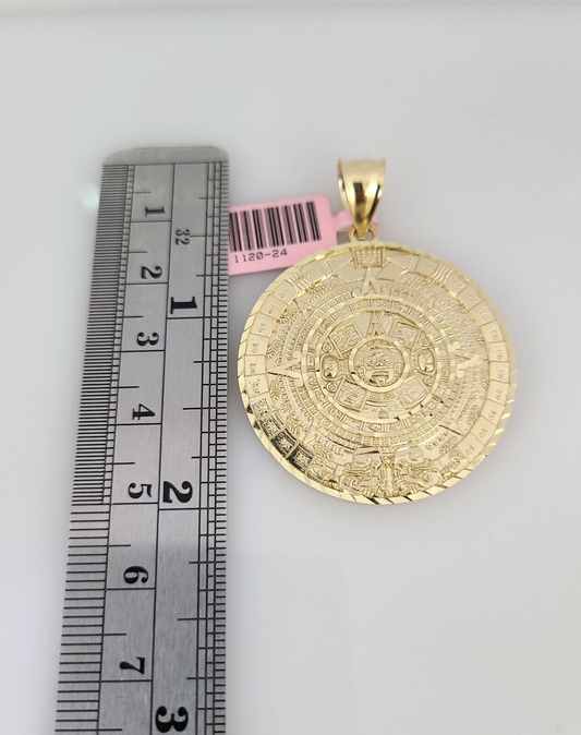 Real 14k Solid Rope Chain Mayan Calendar Charm Gold Set 4mm 18"-30" Necklace