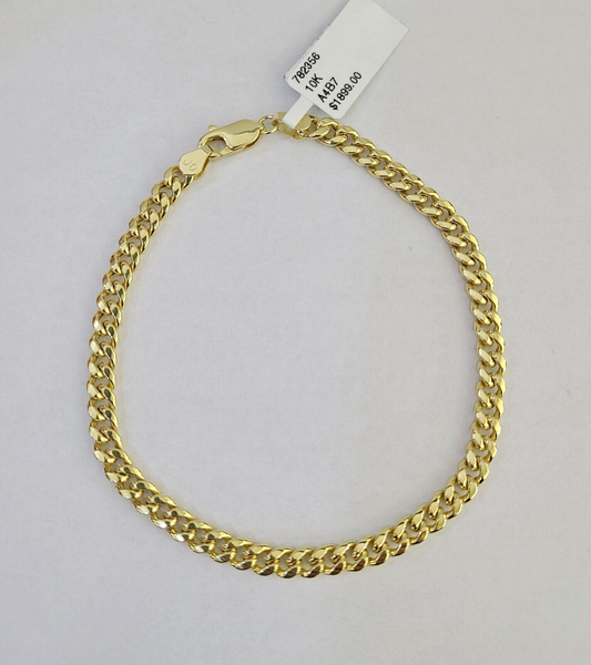 10k Yellow Gold Miami Cuban Bracelet 8inch 4mm lobster lock men women