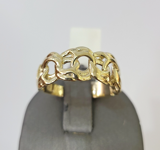 Real 10k Cuban Curb Ring Yellow Gold Women Men Genuine 10Kt