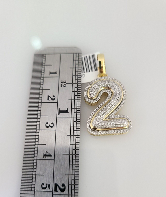 10k Solid Rope Chain 2 Number Pendant Diamond Necklace 20"-28" Gold Set 3mm