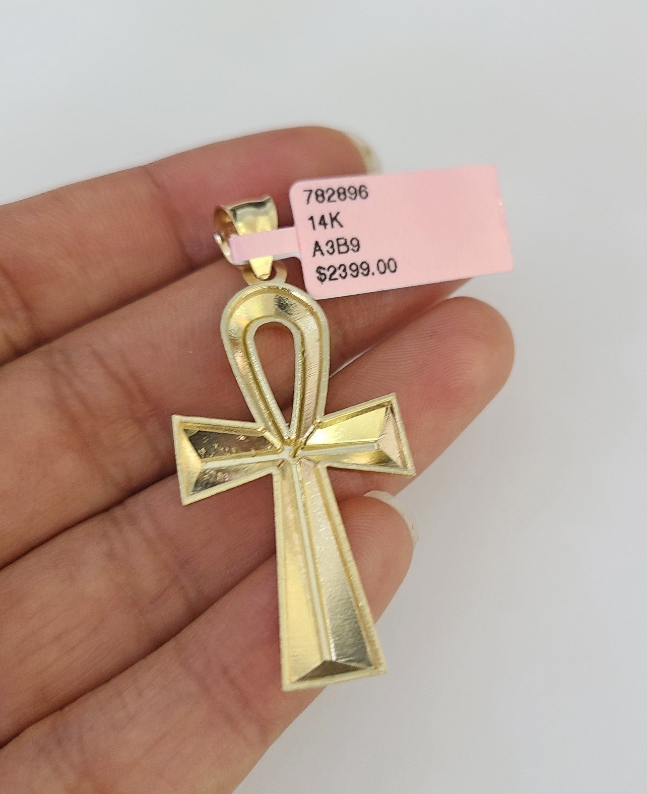 14k Miami Cuban Chain Ankh Cross Charm Pendant 3mm 18"24" inch SET Necklace