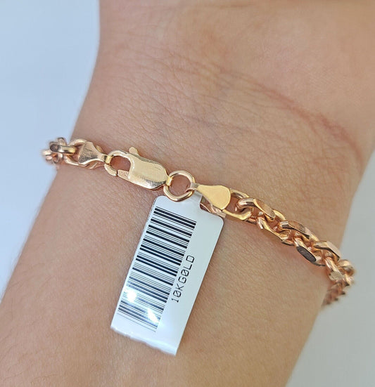 10k Rose Gold Bracelet Rolo Link 4.5mm 9" Inch Men Women 10kt Real