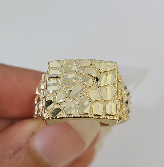 10k Nugget Ring Yellow Gold Women Men Real Genuine 10Kt