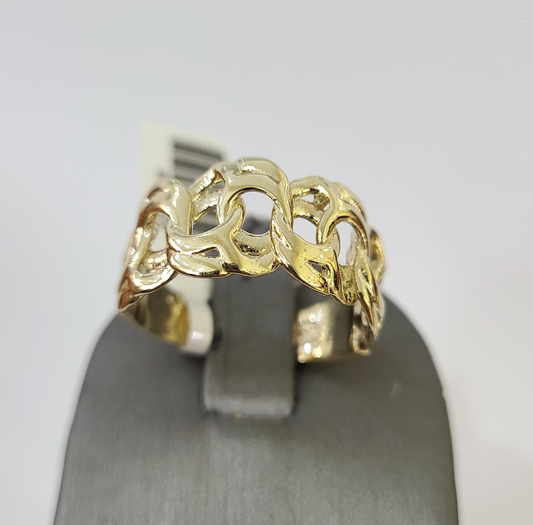 10k Cuban Curb Ring Yellow Gold Women Men Real Genuine 10Kt