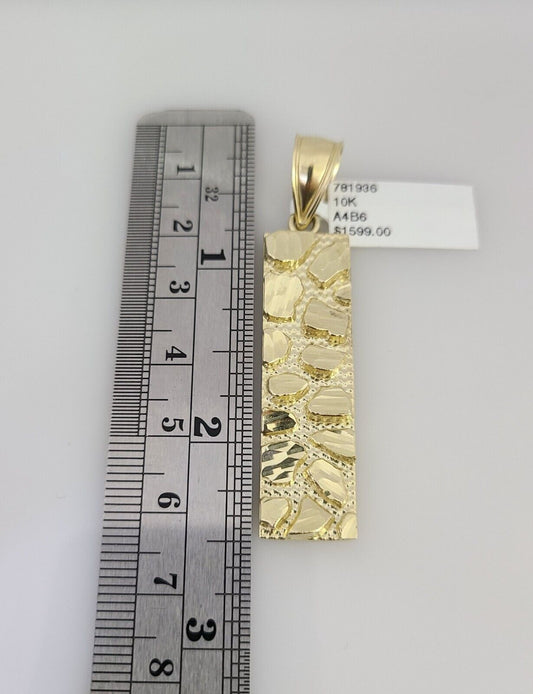 10K Franco Chain Necklace Nugget Pendant Charm 20"-28" 4mm Yellow Gold SET