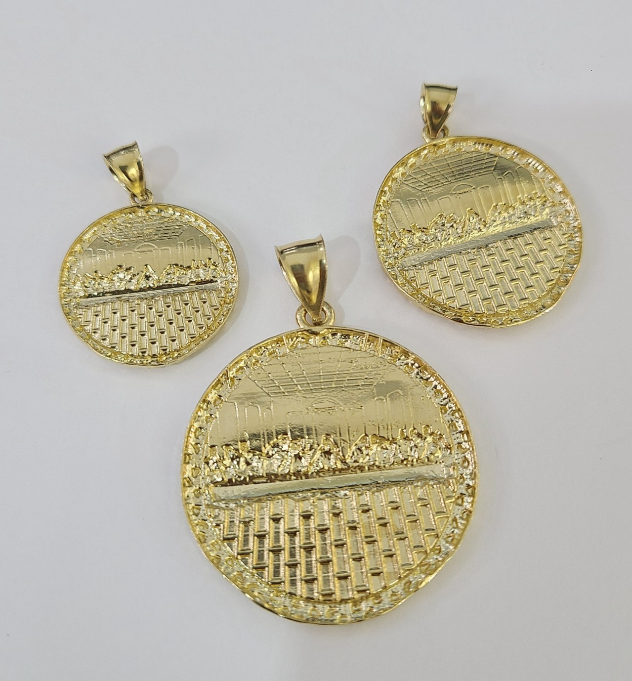 Real 10k Yellow Gold Last Supper Nugget Pendant Men Women