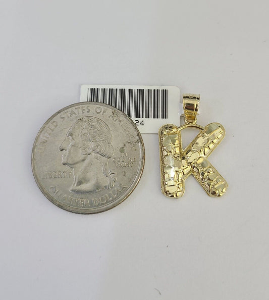 10k Gold Initial K Charm Rope Chain 16"-26" 2.5mm SET Necklace Alphabet Pendant