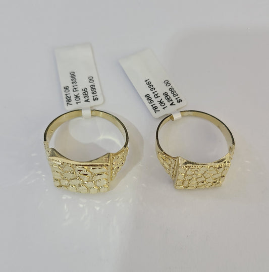 10k Nugget Ring Yellow Gold Women Men Real Genuine 10Kt