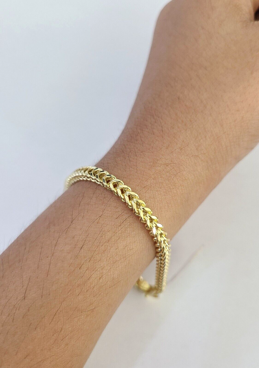 10k Yellow Gold Franco Bracelet 3mm 8" Inch Men Women Link Real