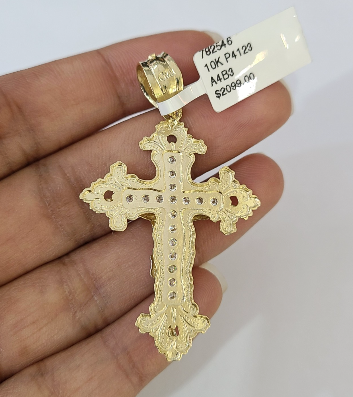 10k Gold Chain Miami Cuban Jesus Cross Charm Pendant Set 4mm 18"-28" Necklace