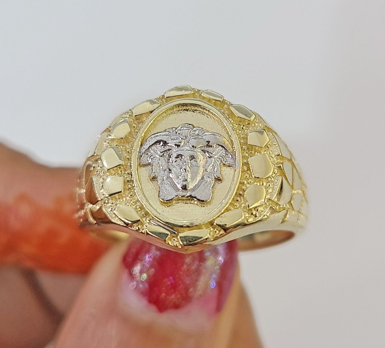 10k Medusa Head Ring Yellow Gold Men Real Genuine