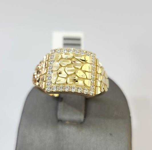 Real 10k Nugget Ring Yellow Gold Women Men Genuine 10Kt