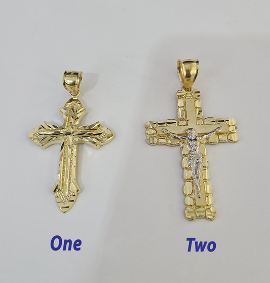 Real 10K Jesus Cross Pendant Crucifix Yellow Gold Charm Genuine 10kt