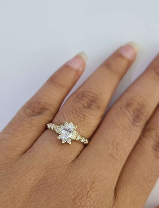 Real 10k Yellow Gold Ring Wedding Engagement Casual 10Kt Genuine For Ladies / Women
