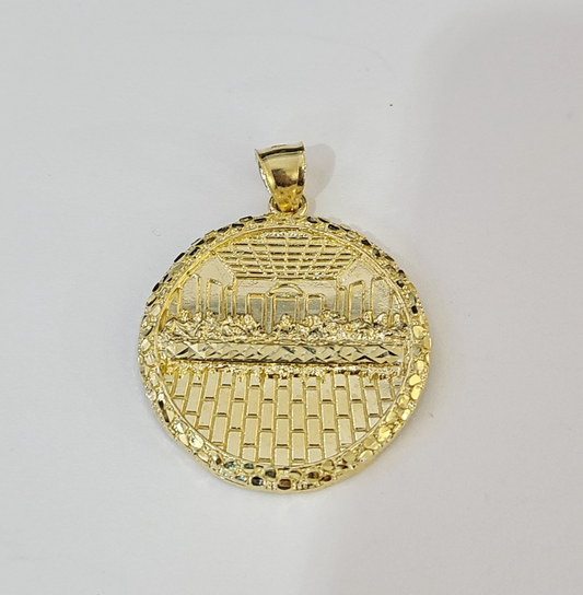 Real 10k Aztec Calendar Charm Pendant Men Women 10kt Yellow Gold