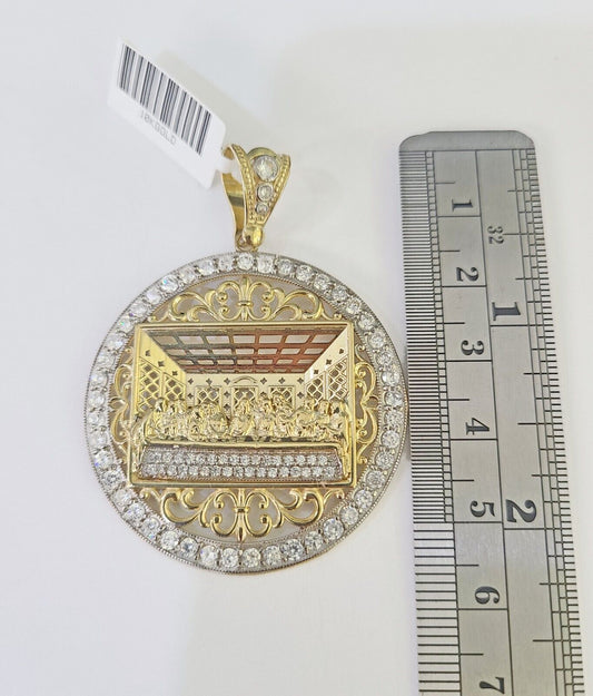 Real 10k Rope Chain Last Supper Charm Set 6mm 18"-26" Inch Necklace Yellow Gold