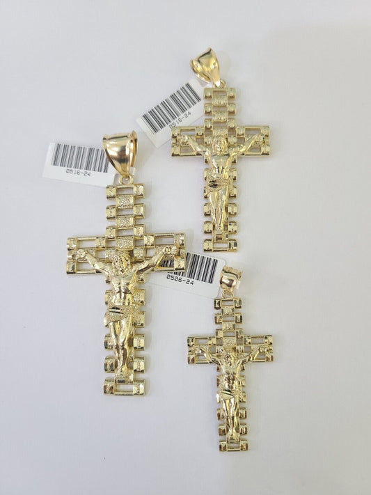 10k Jesus Cross Crucifix Charm Pendant Yellow Gold Men Women 3" 2.25" 2" Real