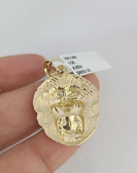 10K Solid Gold Chain Miami Cuban Roaring Lion Pendant 2.5mm SET 18"-24" Charm