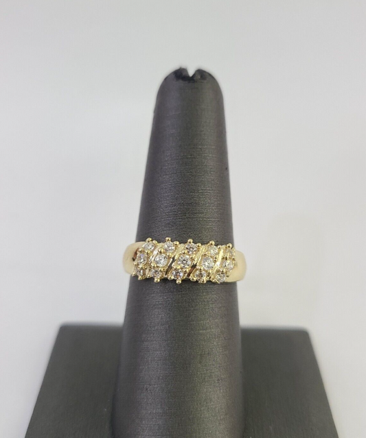 Real 10k Yellow Gold Ring Wedding Engagement Casual 10Kt Genuine For Ladies / Women