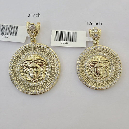 10k Yellow Gold Circular Pendant head Charm 1-2" Inch Round 10kt Charm