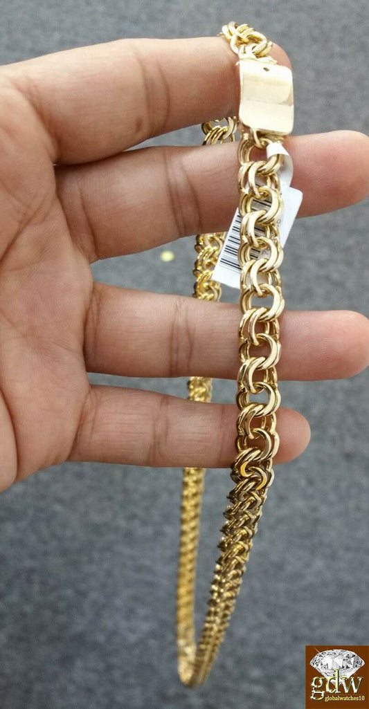Real Solid 10k Yellow Gold Chino chain Necklace Engraving Box Lock Rope Cuban