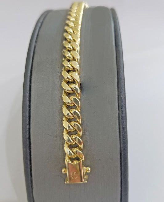 Real 14K Yellow Gold Bracelet Miami Cuban 8" Inch 7mm 14kt Gold Pura Oro
