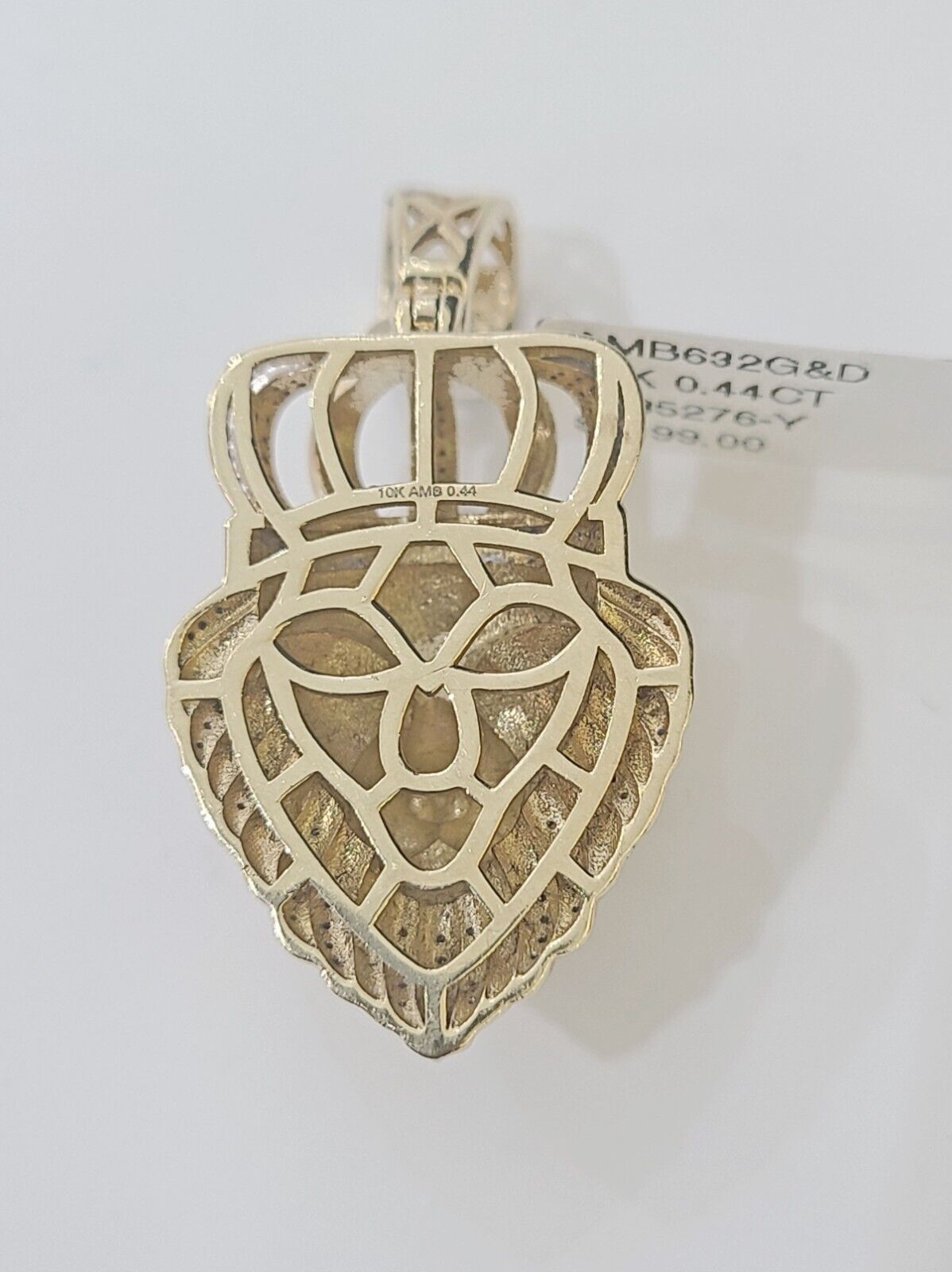 10k Lion Head Pendant Yellow Gold And Diamonds 1.5" Inch Charm