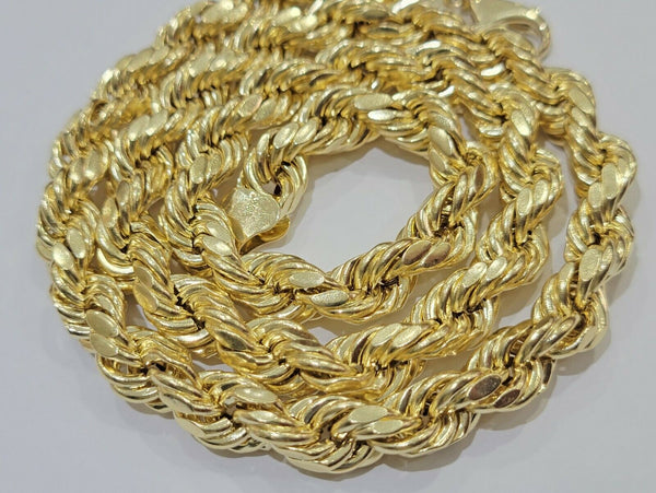Real 10K Yellow Gold Men Rope Chain Necklace 21 Inches 5mm –  Globalwatches10