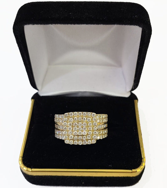 Real 10k Yellow Gold Diamonds Mens Ring Natural Diamond Square Sized Size 10