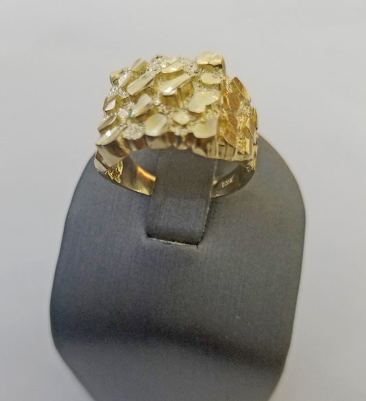 10k Real Yellow Gold Nugget Casual Ring Men Sizable Band 10k Gold Men Women
