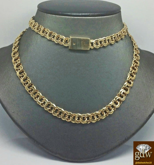 Real Solid 10k Yellow Gold Chino chain Necklace Engraving Box Lock Rope Cuban