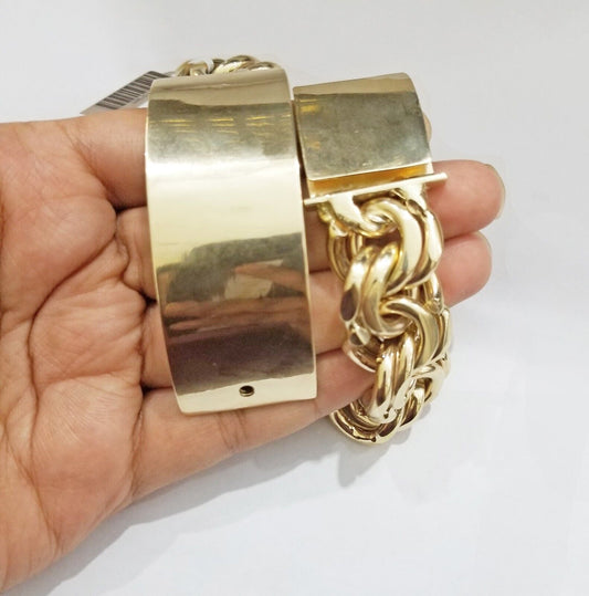 Real 10k Yellow Gold Chino ID Bracelet 22 mm 8.5 Inch For Men's 10kt Gold