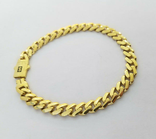 10K Yellow Gold Monaco Chain Bracelet 8mm Diamond Cut 8.5  Long, 10kt –  Globalwatches10