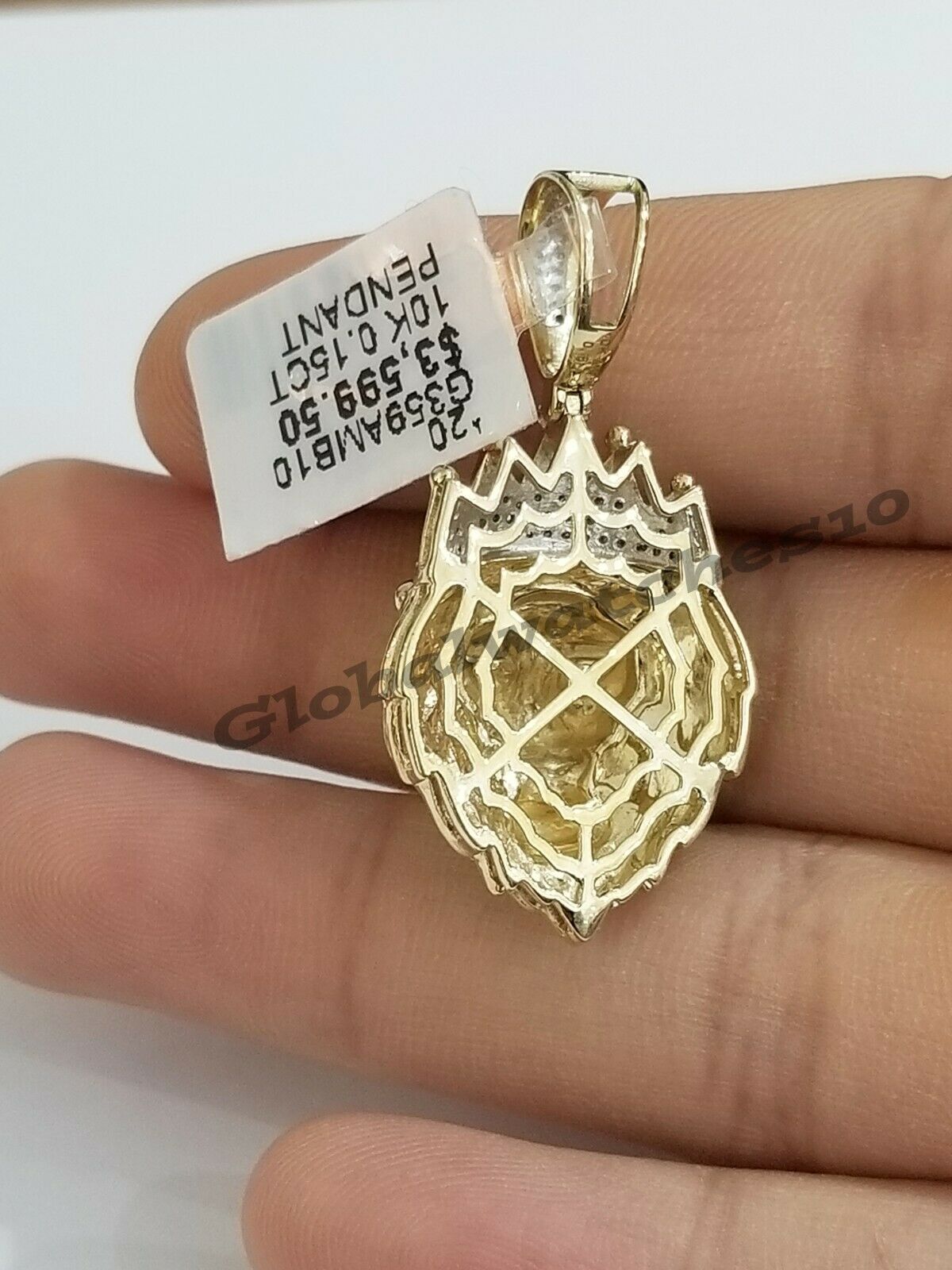 10k Yellow Gold & Diamond Lion head Pendant with 18"-26" Inches Franco Chain